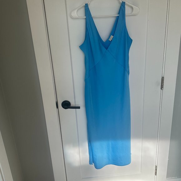 a new day Dresses & Skirts - A New Day Bright Blue Slip Silk Midi Dress Medium